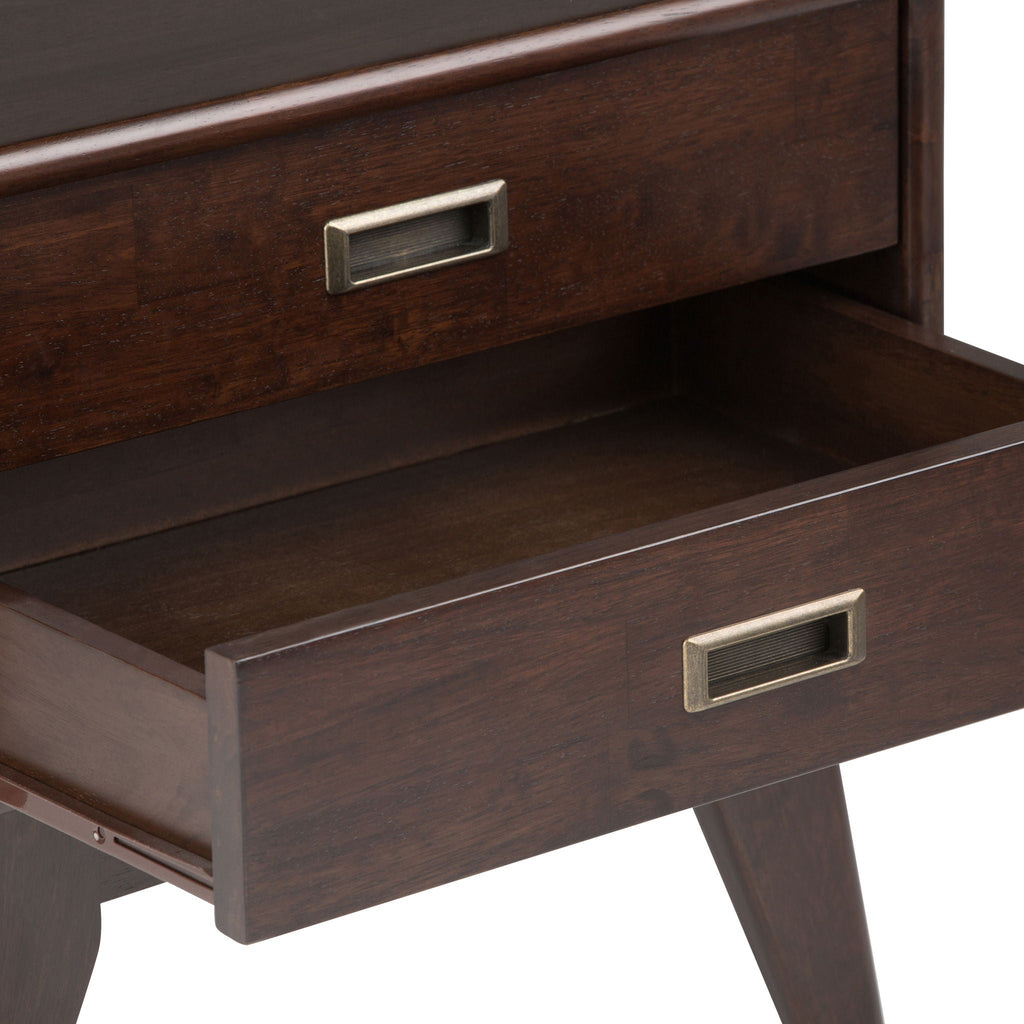 Handcrafted Mid Century End Table with Drawer – White, Dark Brown, or Light Brown