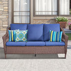 67.3" Outdoor Wicker Patio Sofa with Durable PE Wicker - Brown