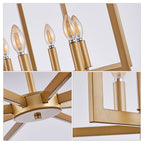 Modern Golden Geometric 8-Light Chandelier with Adjustable Suspension - Gold