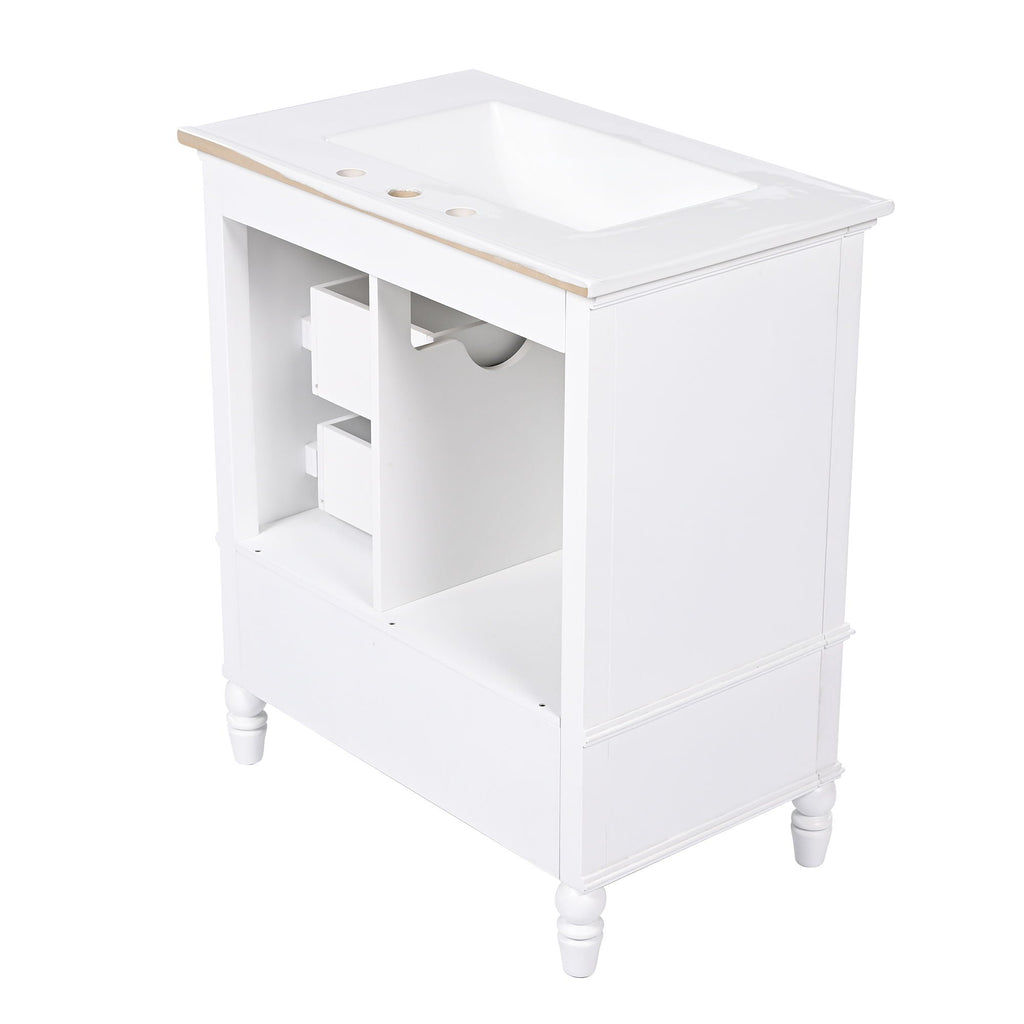 30" Bathroom Vanity with Sink and Soft-Close Drawers - White or Black