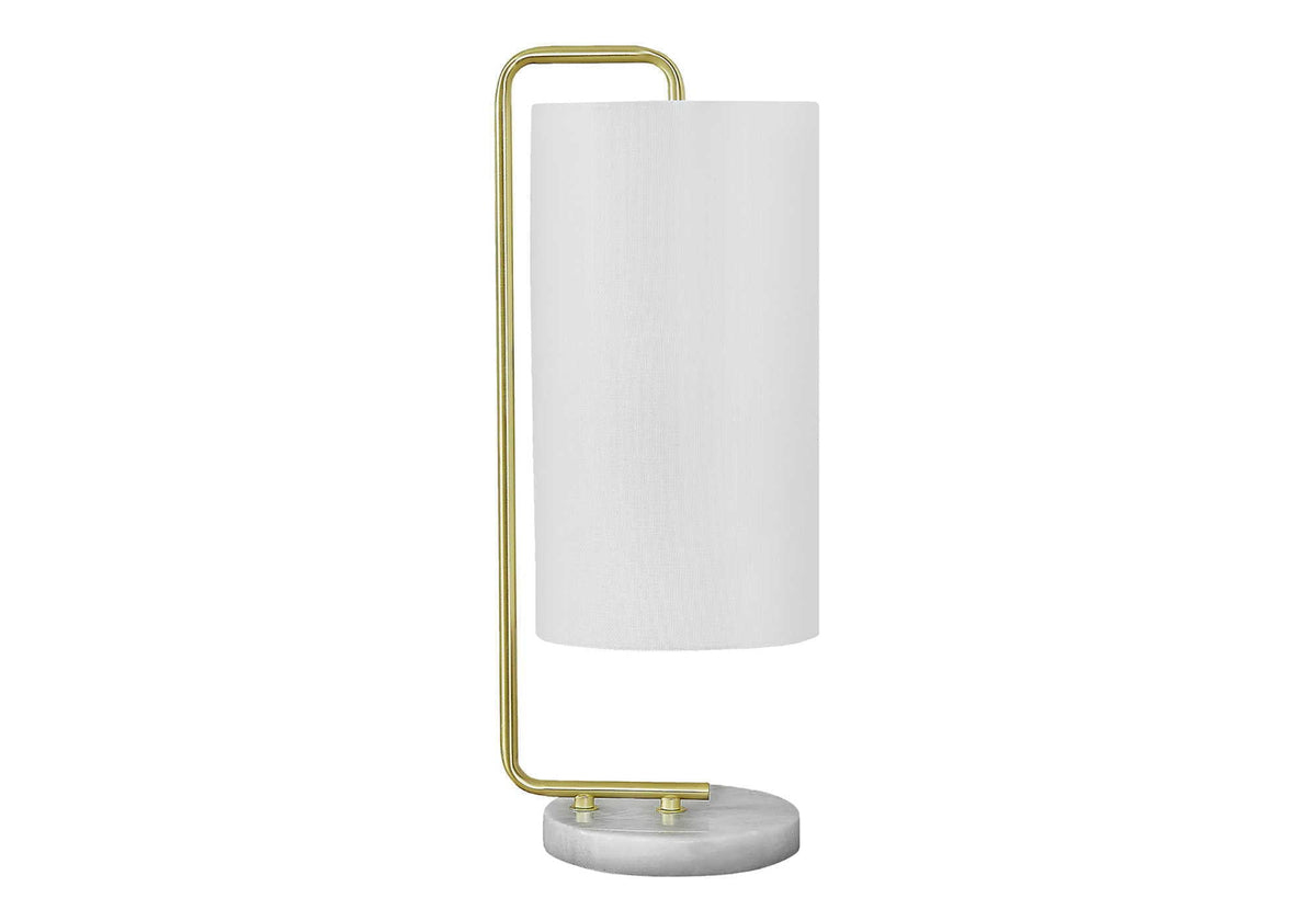 White Marble Table Lamp with Fabric Shade - Contemporary - White