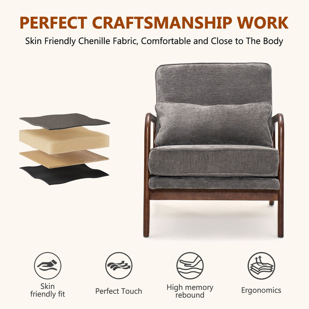 Upholstered Living Room Chair with Curved Armrests - Choice of Color