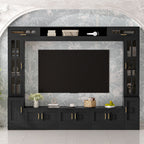 Wall Unit Entertainment Center with Glass Doors - White or Black