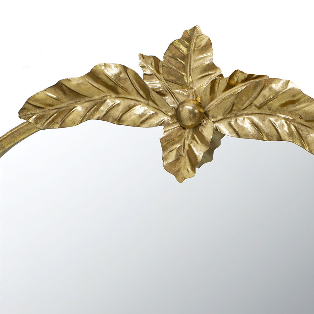 Gold Arched Wall Mirror with Metal Frame - Decorative Accent