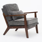 Living Room Chair with Lumbar Pillow and Solid Wood Frame - Dark Gray, Dark Green, Beige