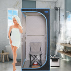 Full Size Portable Steam Sauna Tent with Stainless Steel Frame - Black