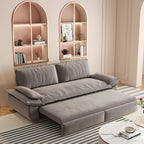 Grey Velvet Queen Pull Out Sofa Bed with 3-in-1 Convertible Design