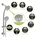 Dual Shower Head System with Rain Shower and Adjustable Slide Bar - Multiple Colors