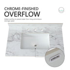 Elegant Sintered Stone Bathroom Vanity Top with Rectangular Undermount Ceramic Sink - White