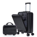 ABS Spinner Wheel Luggage Set with Cosmetic Case - Black