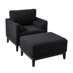 Farmhouse Upholstered Accent Chair With Ottoman