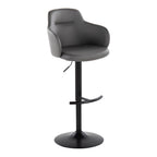 Contemporary Adjustable Barstool Set with Swivel - Rounded T Footrest - Dark Gray or Black