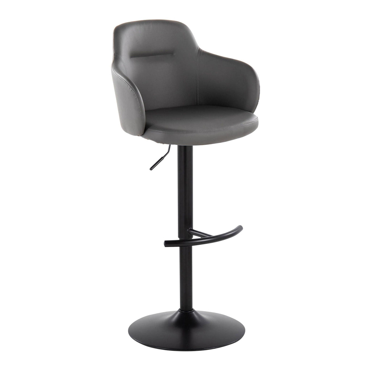 Contemporary Adjustable Barstool Set with Swivel - Rounded T Footrest - Dark Gray or Black