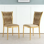 Modern Dining Chair Set with Plated Metal Legs - Multiple Colors