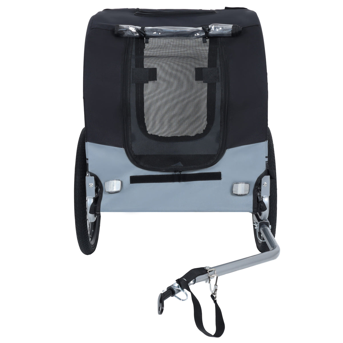 Large Folding Bike Trailer for Dogs with Mesh Ventilation - Gray