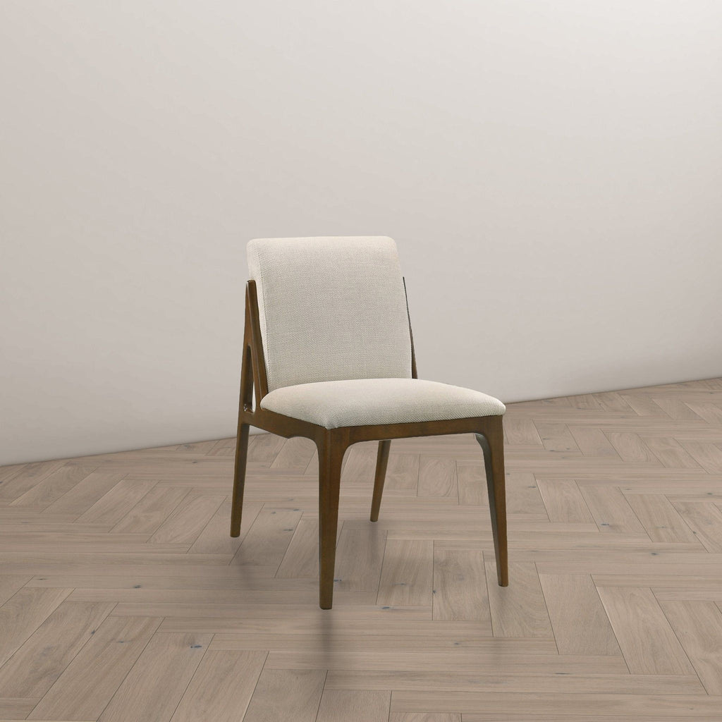 Elegant Dining Chair Set with Upholstered Fabric - Light Brown or Beige