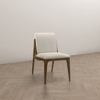 Elegant Dining Chair Set with Upholstered Fabric - Light Brown or Beige