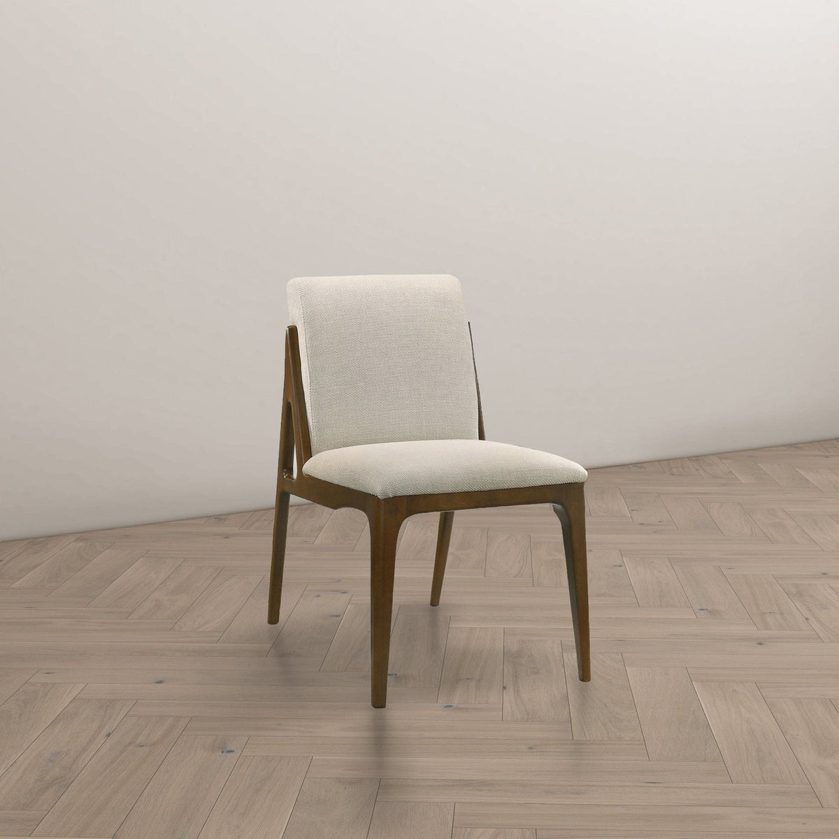 Elegant Dining Chair Set with Upholstered Fabric - Light Brown or Beige