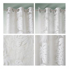 Palm Leaf Burnout Sheer Window Curtain with Grommets - White