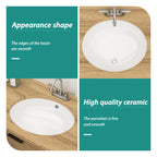 Ceramic Oval Undermount Bathroom Sink with Overflow - White
