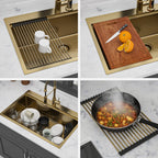 Stainless Steel Drop In Kitchen Sink with Workstation - Gray or Gold