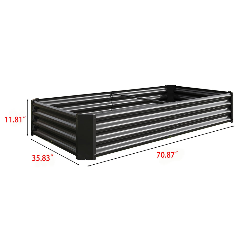Metal Raised Garden Bed 6x3x1 Ft with Open Base - Silver