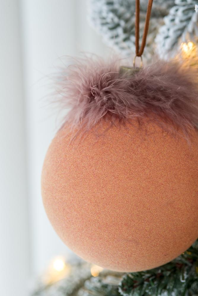 Glass Christmas Ball Ornaments with Hanging Loop - Light Brown
