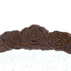 Round Hand Carved Rose Antique Wall Mirror with Intricate Detailing - Light Brown or Black