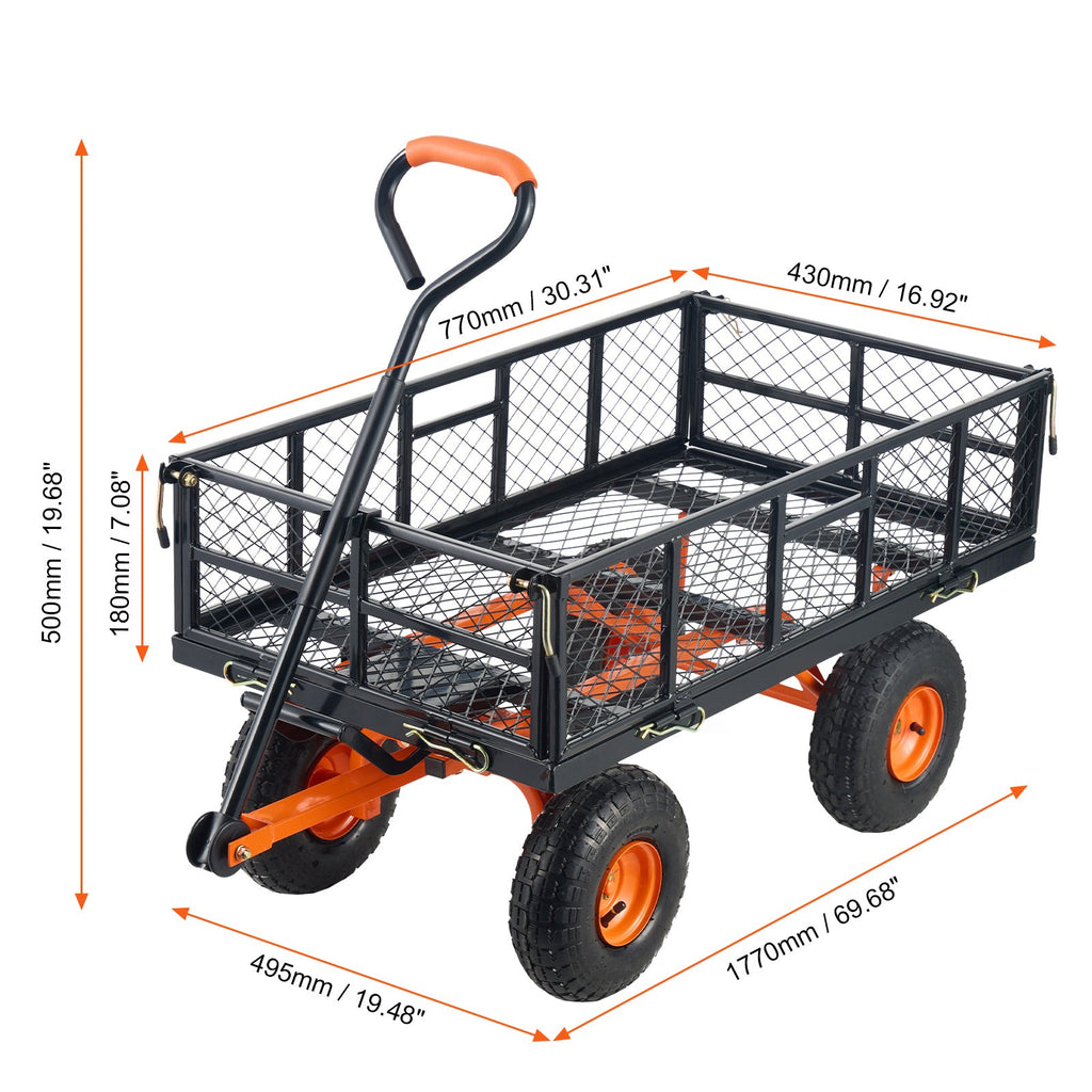 Metal Garden Dump Cart with Convertible Handle - Iron