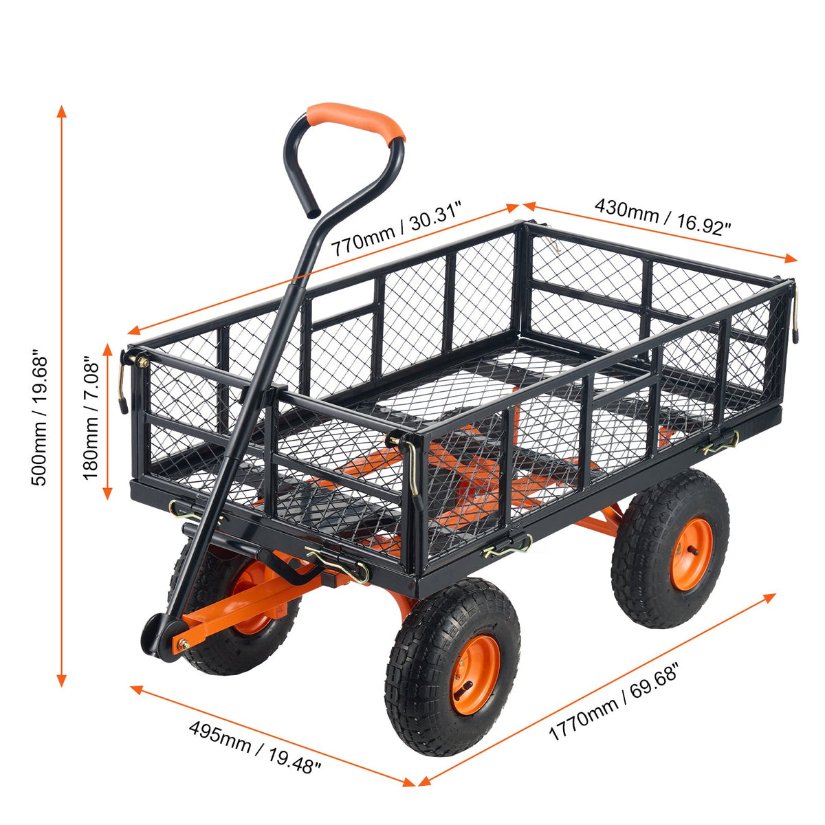 Metal Garden Dump Cart with Convertible Handle - Iron