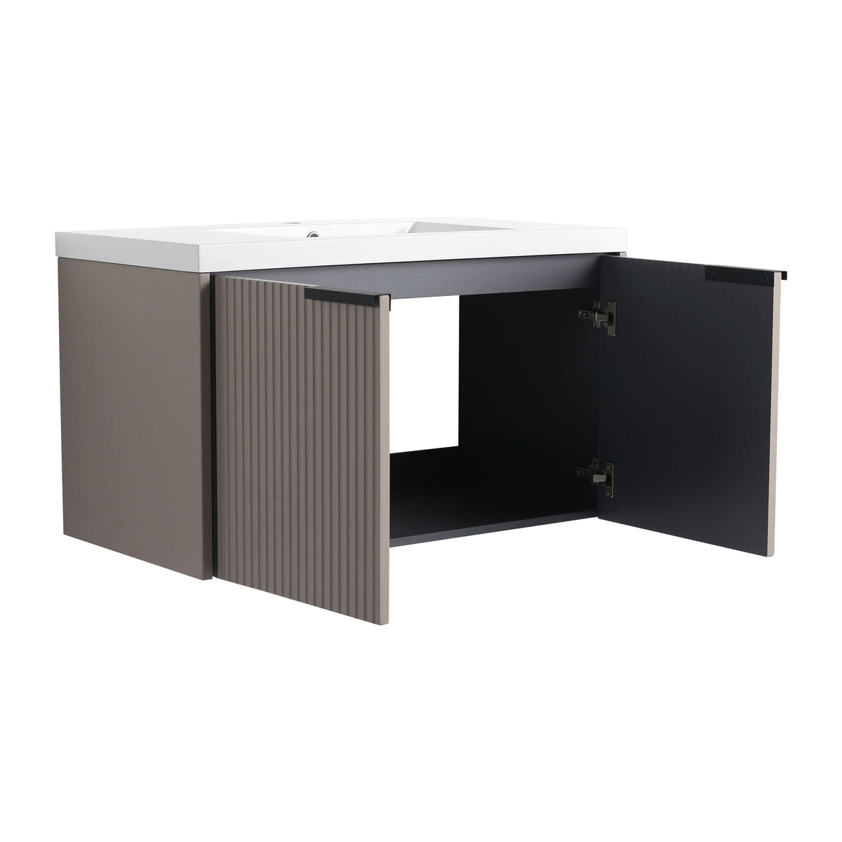 Contemporary Wall Mounted Bathroom Vanity with Double Resin Sink - Light Blue, White, Pearl Silver