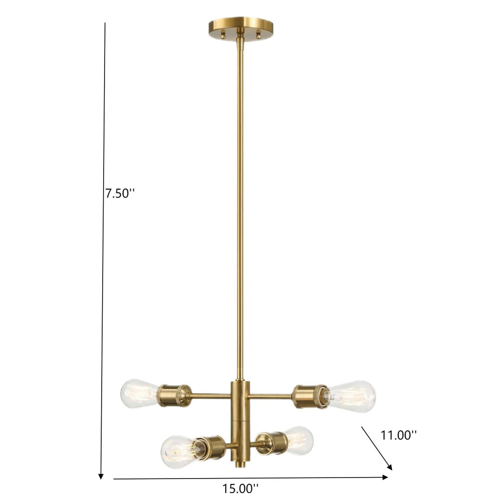 Trellis - 4 Lights Modern Gold Chandelier