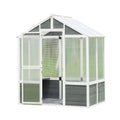 Wooden Greenhouse with Polycarbonate Panels - White / Gray