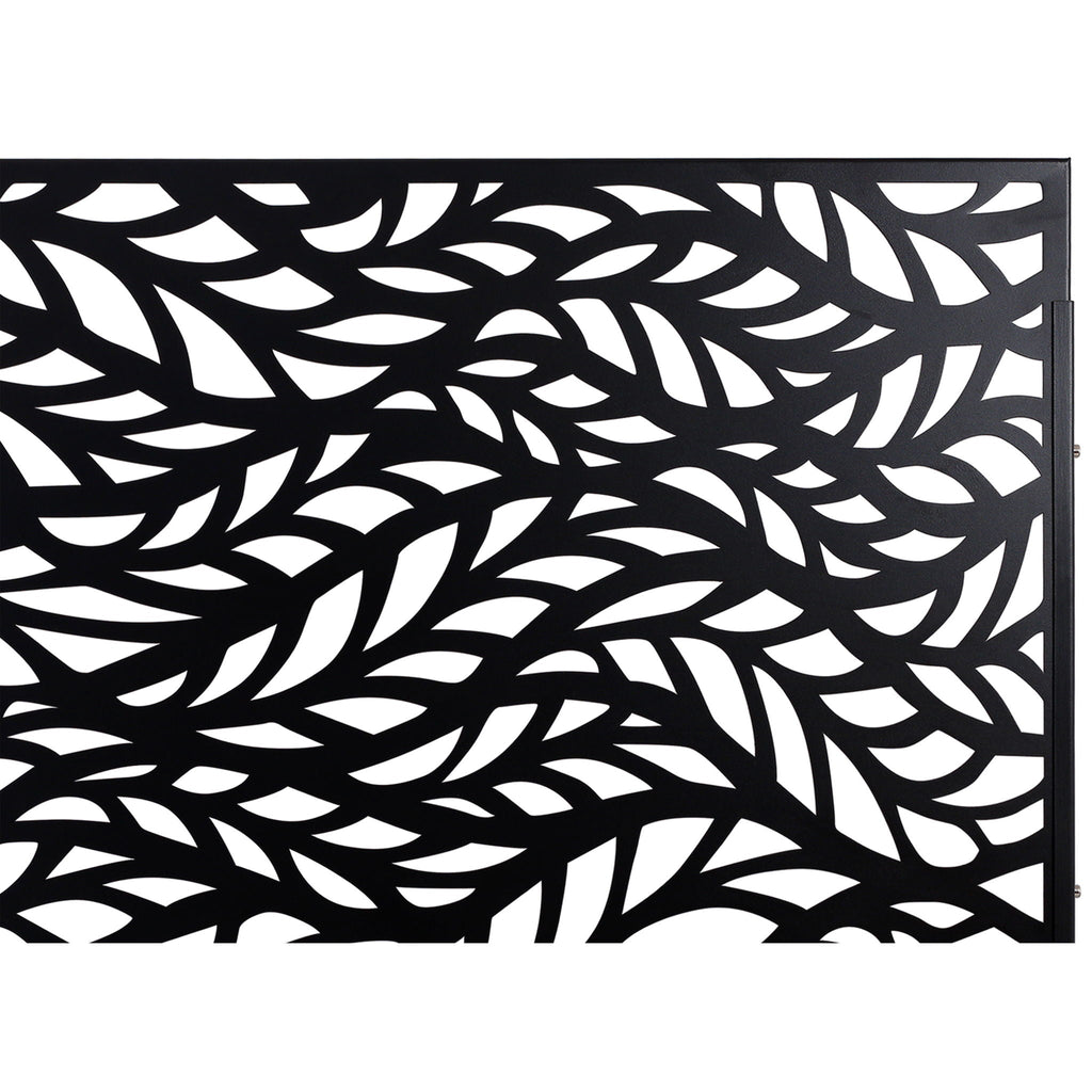 Metal Privacy Screen Room Divider with Freestanding Design - Black