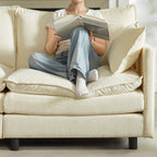 Modular Sectional Sofa, 110 Inch L-Shaped Couch with Movable Ottoman - Chenille