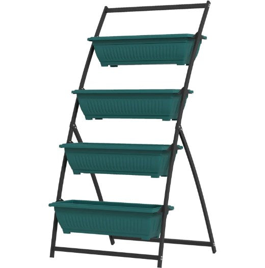 4-Tier Vertical Raised Garden Planter with 4 Boxes - Steel & Polypropylene