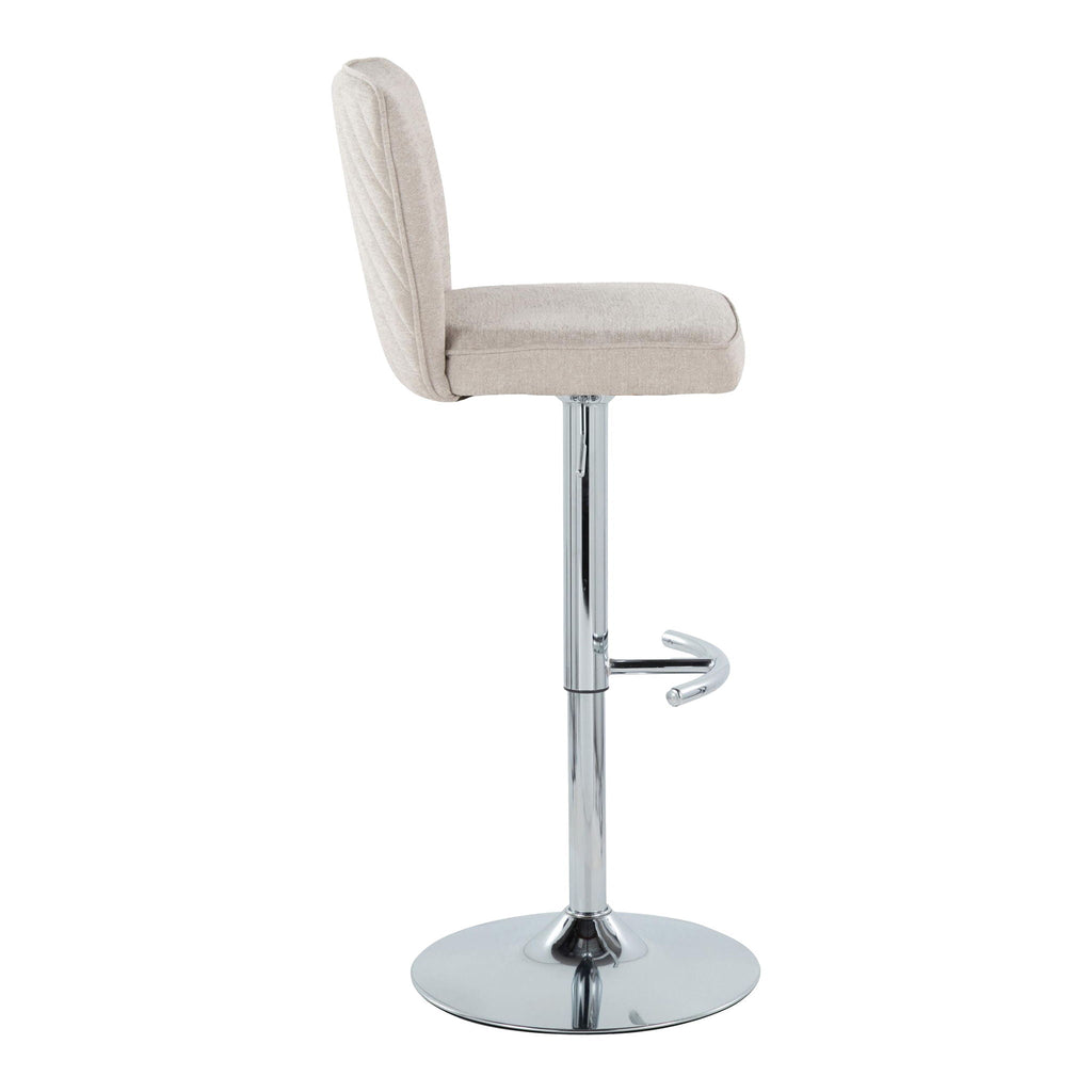 Contemporary Adjustable Barstool Set with Swivel & T Footrest - Black, White, Beige