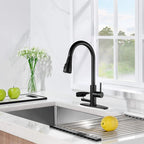 3-in-1 Kitchen Faucet with LED Temperature Display - Matte Black