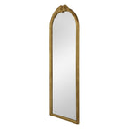 Gold Arched Floor Mirror with Wood Frame - Full Body