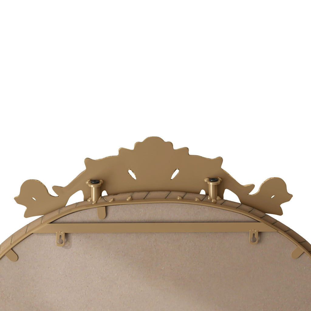 Vintage Arched Full Body Mirror with Carved Applique - Bronze or Pearl Silver