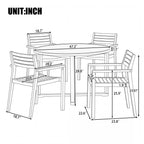 Acacia Wood Outdoor Dining Set with 47.2" Round Table - Natural