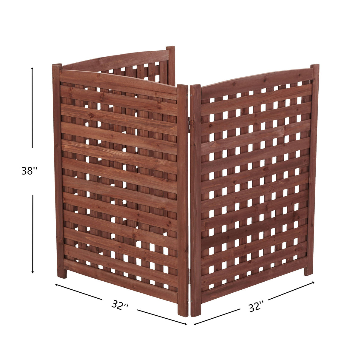 3 Panel Outdoor Air Conditioner Fence Screen with Solid Wood - Light Brown or Dark Gray