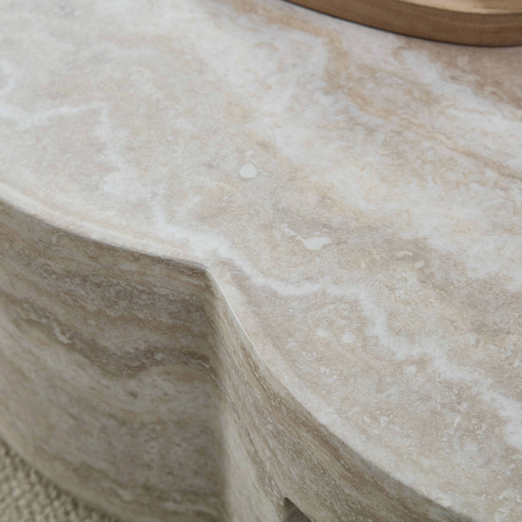 Marble Clover Round Coffee Table with Open Storage