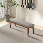 Ash Gray Upholstered Bench with Solid Wood Base - Ash Gray