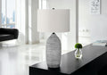 Modern Resin Table Lamp with Linen Shade - Gray / Cream