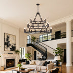 39.37 Inch 3-Tier Wagon Wheel Chandelier with 36 Lights - Matte Black