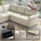 118" L-Shaped Convertible Sofa Bed with Pull-Out Bed - Chenille