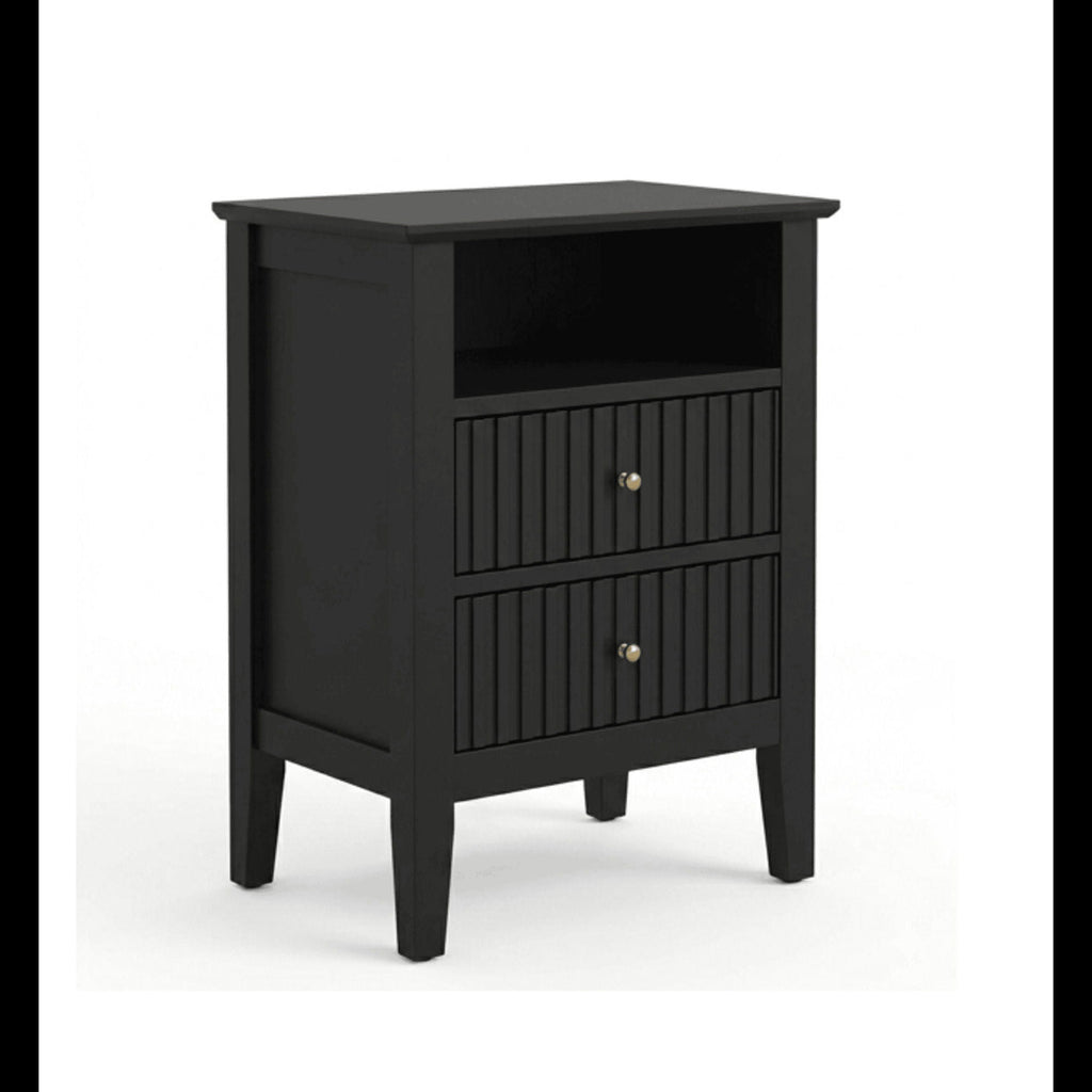 Fluted Nightstand with 2 Drawers and Soft-Close Slides - Multiple Colors