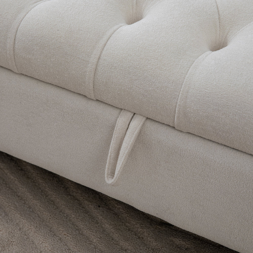 Modern Upholstered Storage Bench With Double Lids