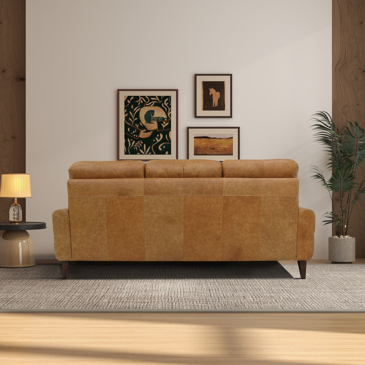 Light Brown Reclining Sofa with Push-Back Mechanism – Elliot Incliner